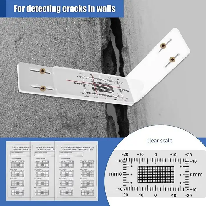 Règle de mesure en acrylique en forme de L pour la détection et le suivi des fissures des murs intérieurs et extérieurs des bâtiments