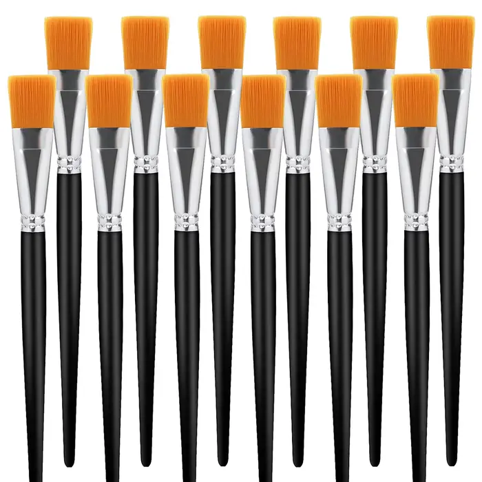 Lot de 12 petits pinceaux plats, ensemble de pinceaux d'artiste pour acrylique, aquarelle, pinceaux 