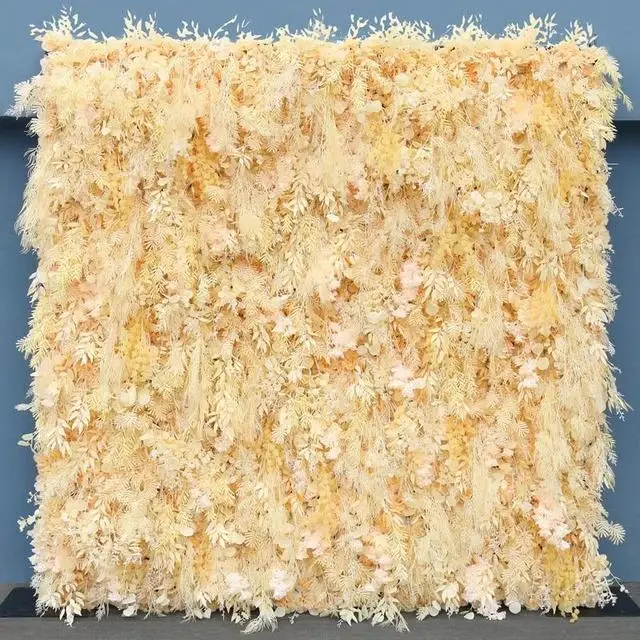 XUELY X8055 Mur de fleurs artificielles en tissu enroulable, toile de fond de mariage extérieur, arr