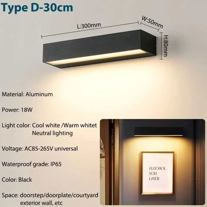 Applique Murale LED en Aluminium Imperméable Conforme à la Norme IP65