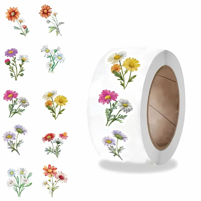 Rouleau d'autocollants marguerite et fleurs sauvages
