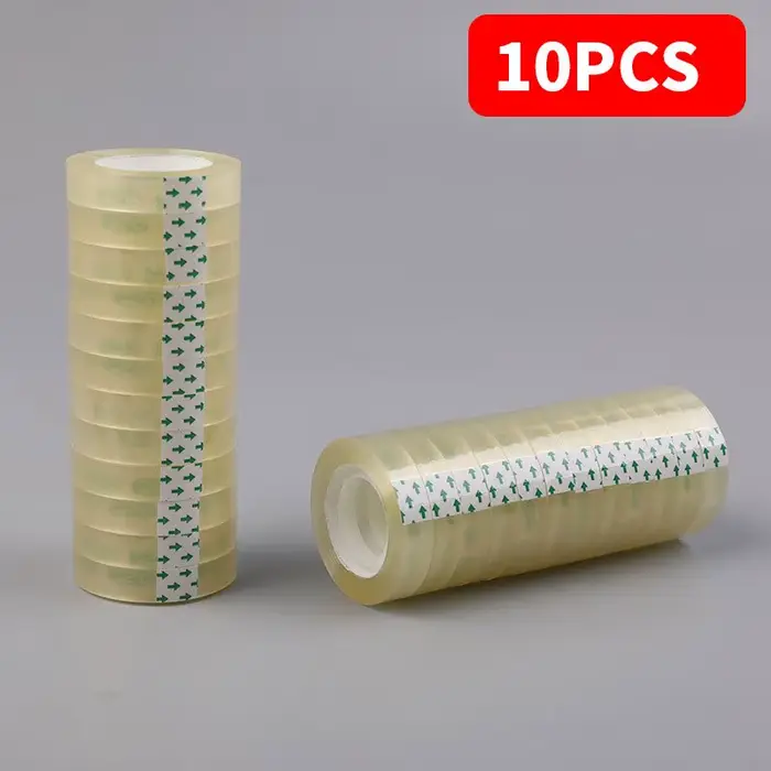 10 rouleaux de ruban adhésif transparent, adapté pour l'emballage de cadeaux, la papeterie, les four