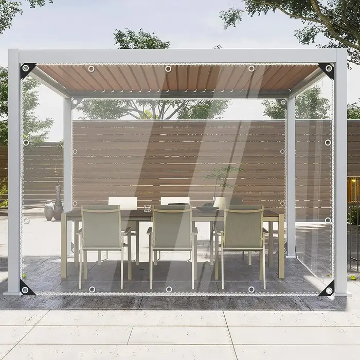 Bâche transparente en PVC de 0.39mm, tissu imperméable pour Pergola de jardin, rideau de balcon, fen