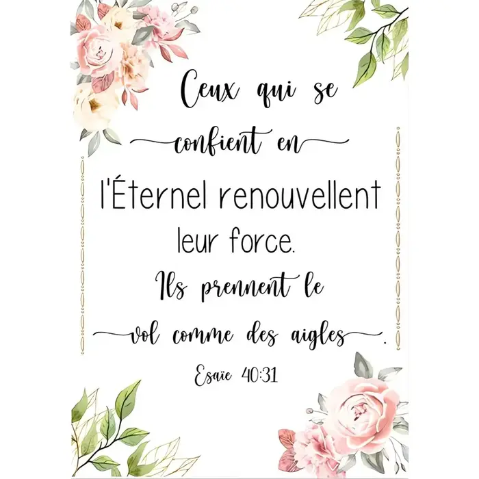 Toile d'art mural avec versets de la Bible française