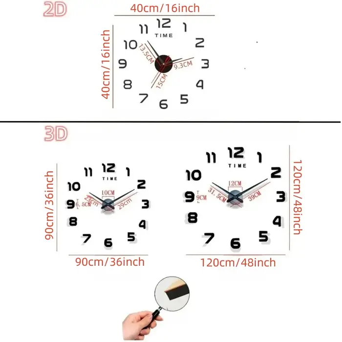 Grande Horloge murale au Design moderne 3D, à Quartz, à la mode, miroir acrylique, autocollants, déc