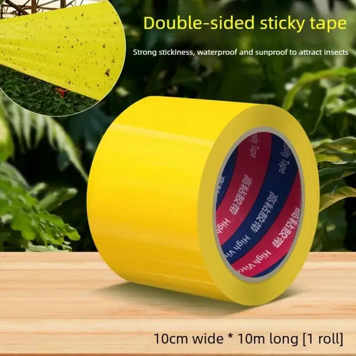 1 rouleau de ruban adhésif double face jaune de 10 m