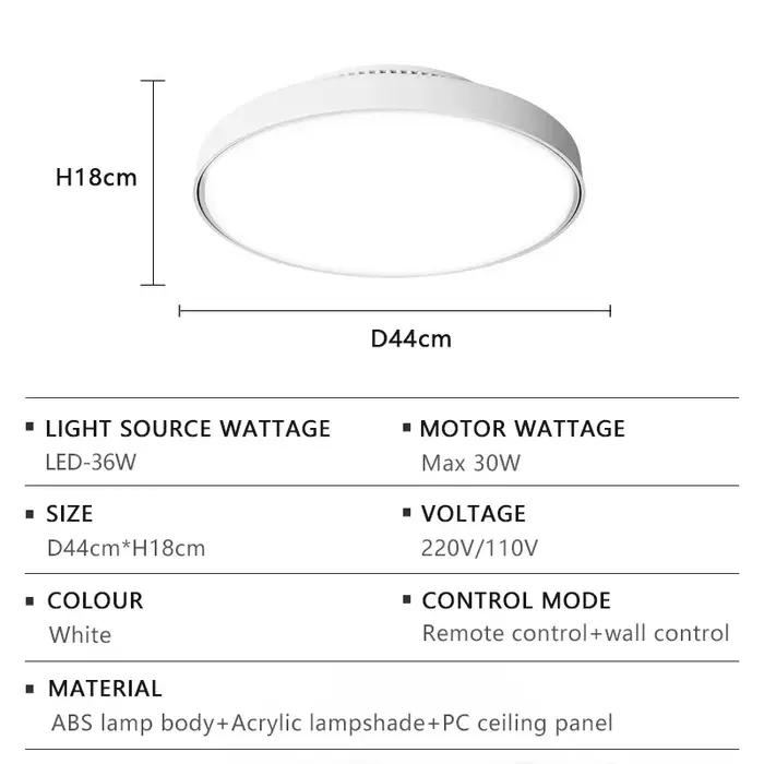 Lampe de ventilateur de plafond LED avec conception moderne sans lame