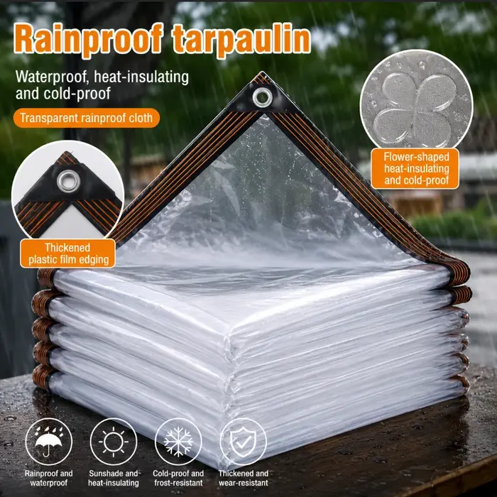 Bâche imperméable avec film plastique épaissi et bordure renforcée
