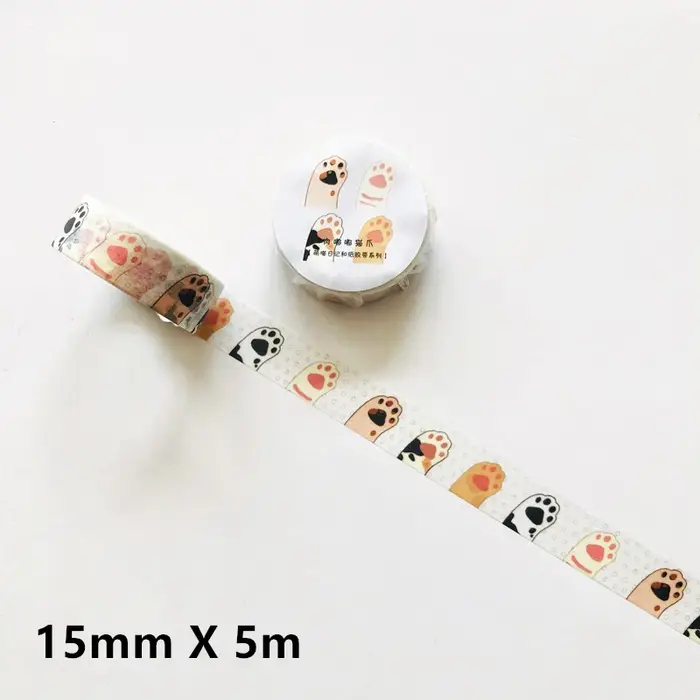 1 rouleau de ruban adhésif Washi en papier, motif chat mignon et adorable, pour scrapbooking et étiq