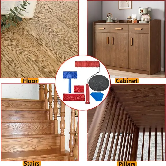Ensemble d'outils de grain de bois en caoutchouc