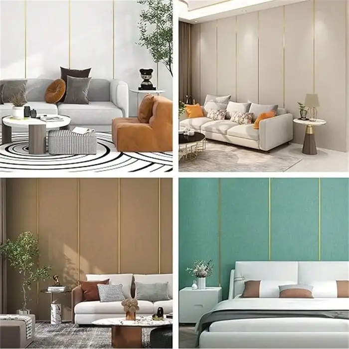 Autocollant mural de ligne de décoration en PVC doré