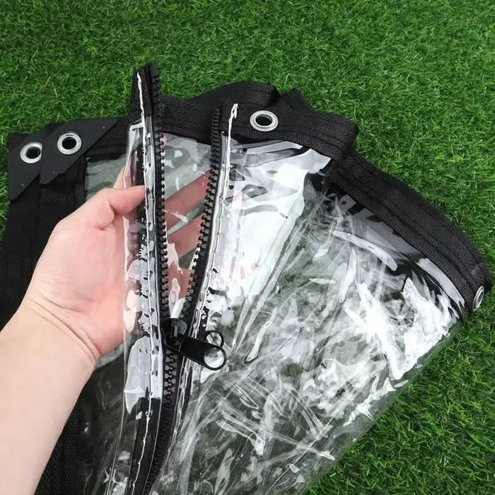 Bâche transparente personnalisée avec fermeture éclair