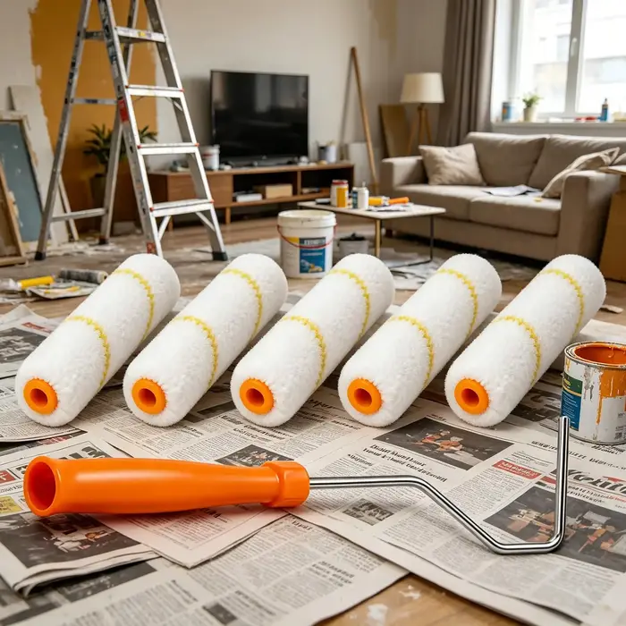 Lot de 10 housses de rouleau à peinture en microfibre avec poignée