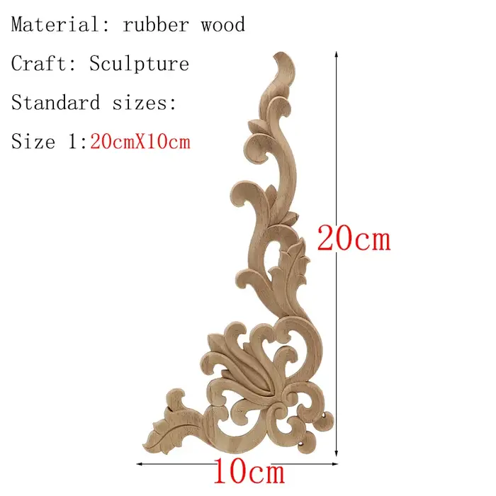 Bois sculpté coin Onlay Applique cadre porte décorer portes murales meubles décoratifs modernes 20X1