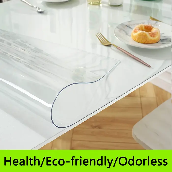 Protecteur de table transparent en PVC – Imperméable, résistant à l'huile, résistant à la chaleur, a
