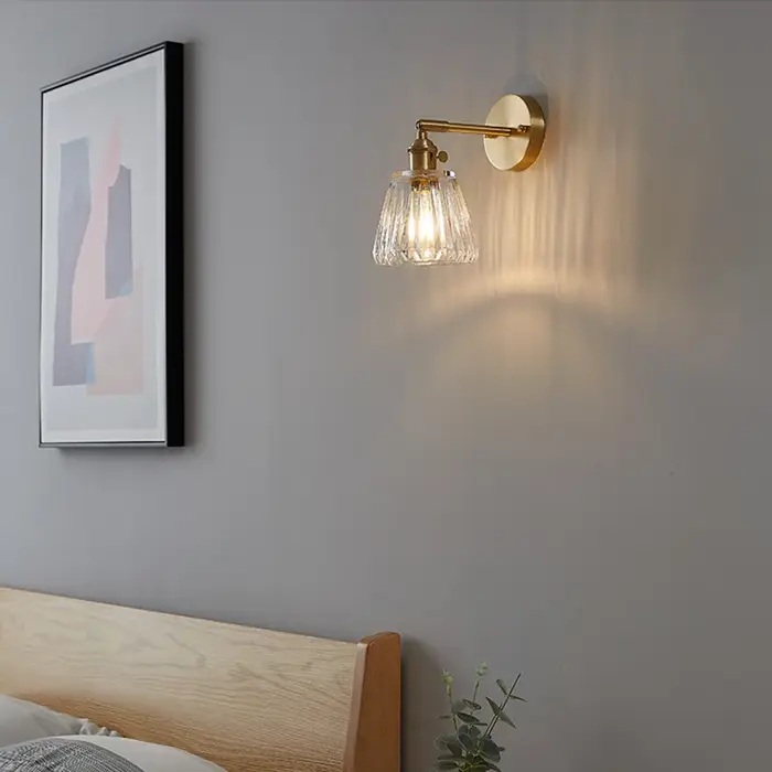 Applique Murale Nordique Moderne et Simple en Laiton et Verre, Luminaire de Luxe, Rétro Japonais, po
