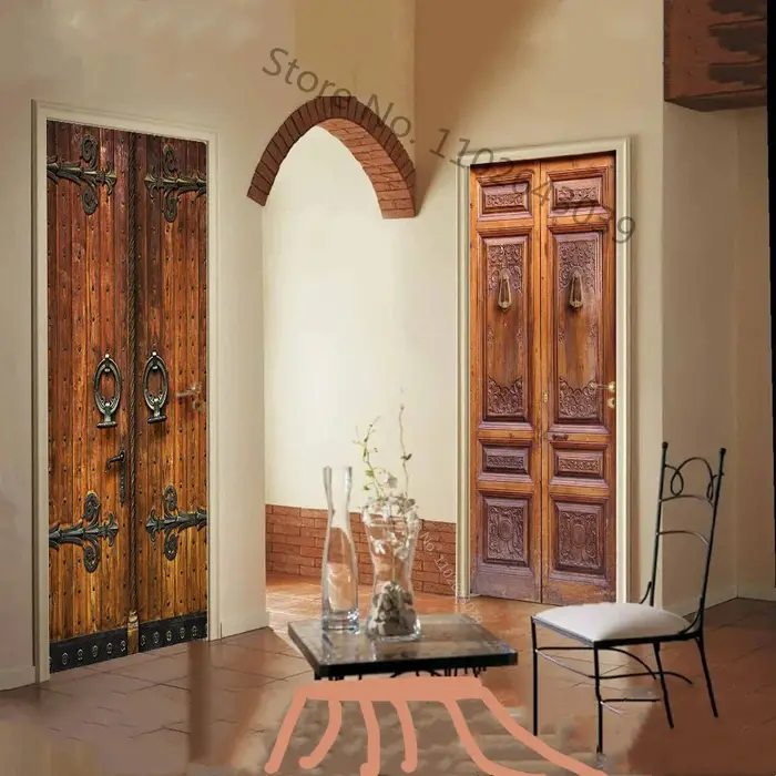 Autocollant de portes en bois d'imitation