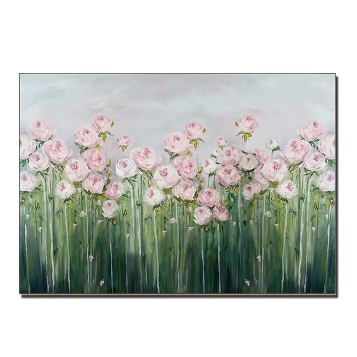Peinture florale, décoration murale, image artistique, peinture sur toile 100% peinte à la main, œuv