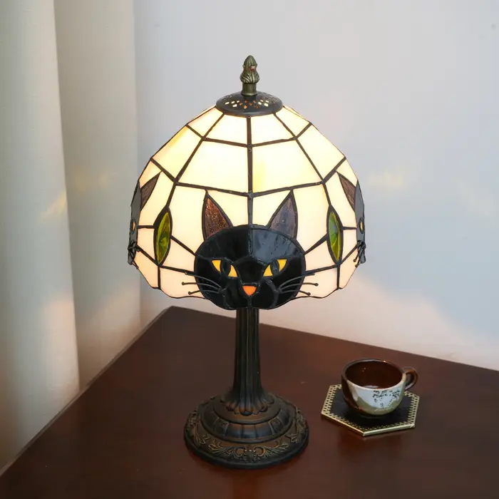 Lampe de table chat noir pour décoration de table de chevet de chambre à coucher, lampe de chevet d'