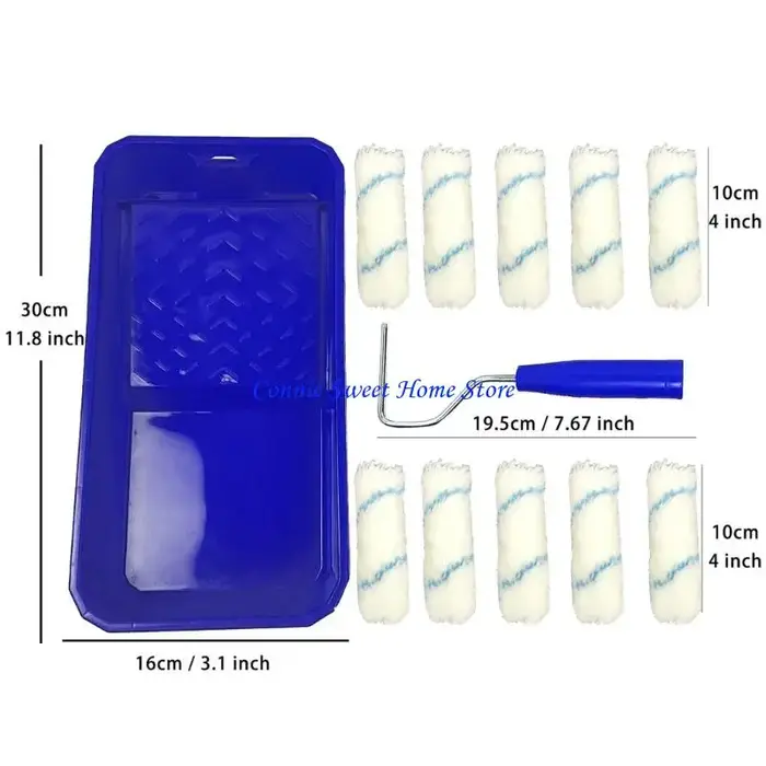 LXAF 4 pouces mousses rouleau brosses bleu rayure