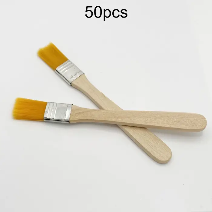 Pinceaux en nylon de 5 pouces, 50 pièces, avec manches en bois, poils jaunes, idéaux pour la peintur