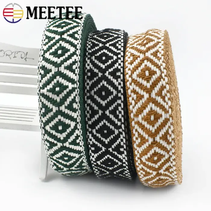 1 rouleau = 40 m, ruban jacquard ethnique de 25 mm