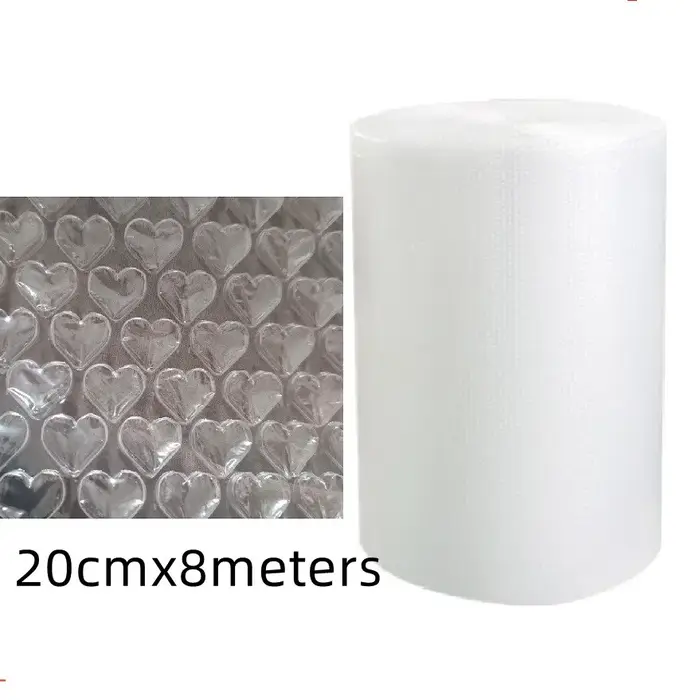 Rouleau de Film à bulles d'air Transparent en forme de cœur d'amour, 20cm x 8 mètres/rouleau, pour e