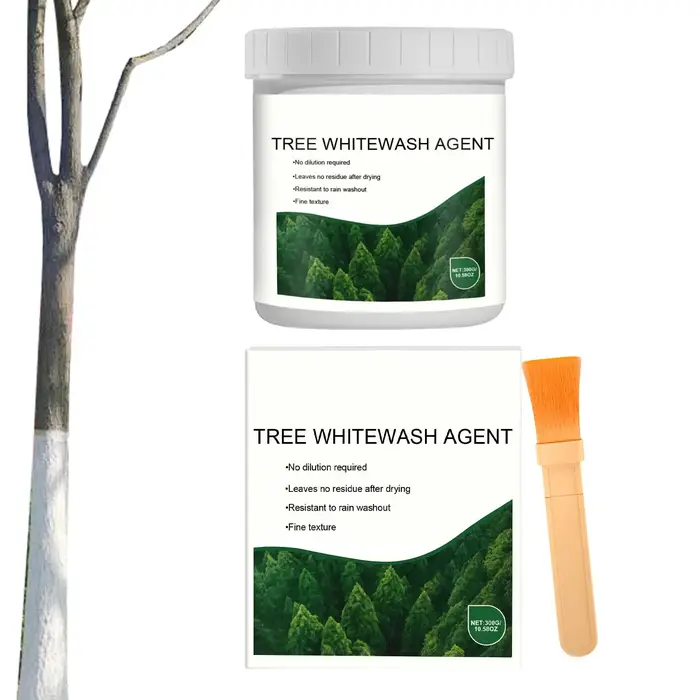 Peinture blanche pour arbres 300g avec pinceau, agent de blanchiment, forte adhérence, anti-insectes