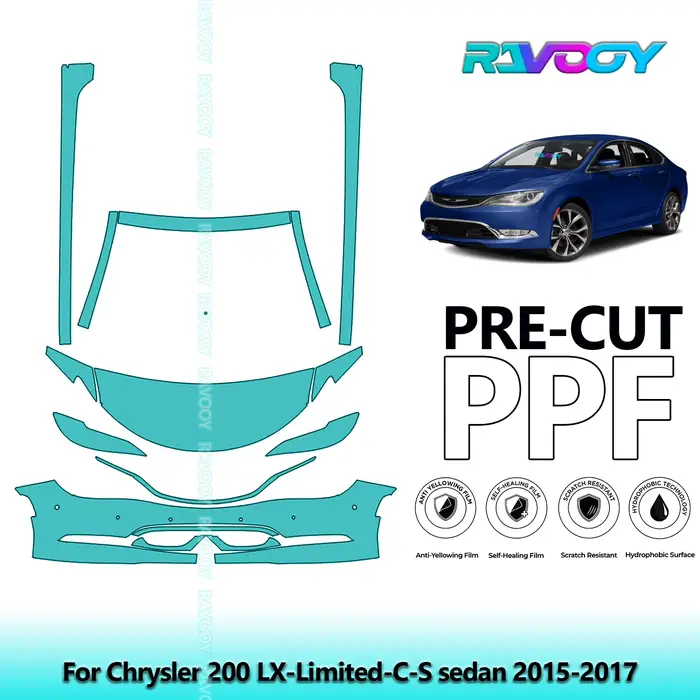 Film de Protection de peinture prédécoupé de 8.5Mil, Kit avant de soutien-gorge transparent PPF + ro