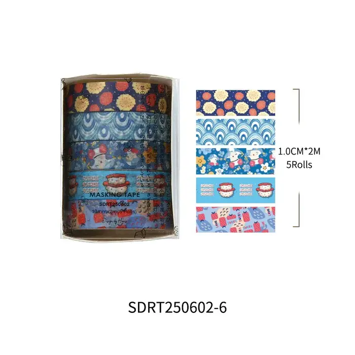 Ensemble de 5 rouleaux de ruban Washi de style japonais