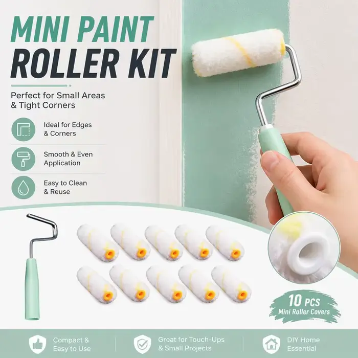 1 ensemble de rouleaux à peinture murale à poils denses, rouleau à peinture au latex avec rouleaux de 4 pouces pour peindre les murs, les armoires, les portes, les clôtures