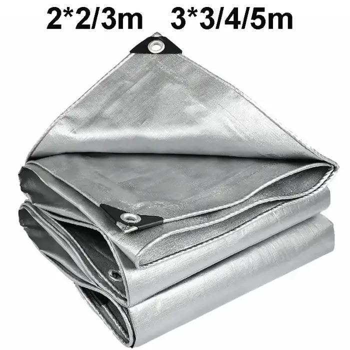 Bâche Argentée Imperméable Anti-UV Polyvalente 2x2m 2x3 3x3 3x4 3mx5 Auvent Abri Pluie Protection Solaire Extérieure Camping