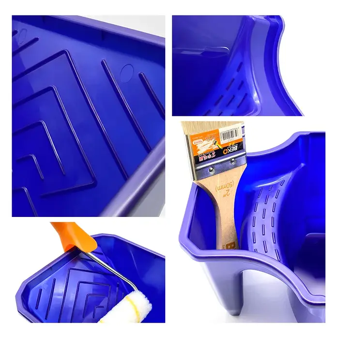 Tasse à peinture portative de 4 pouces avec support de rouleau-matériau PP Durable