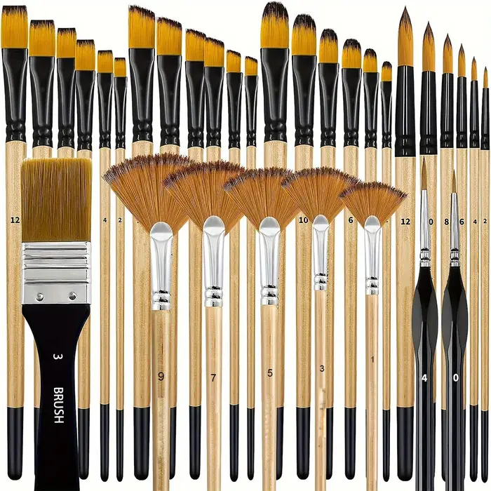 Ensemble de pinceaux de peinture acrylique, 32 pièces, poils en Nylon de qualité supérieure, avec pi