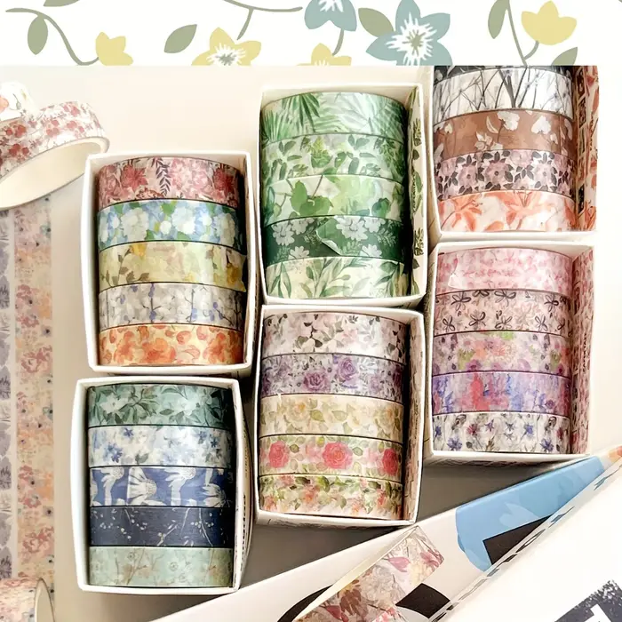 5 rouleaux/ensemble esthétique ruban adhésif décoratif Floral fleur Washi