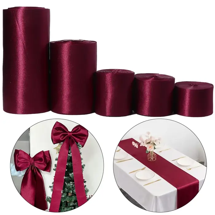 Ruban en satin bordeaux pour décoration de Noël