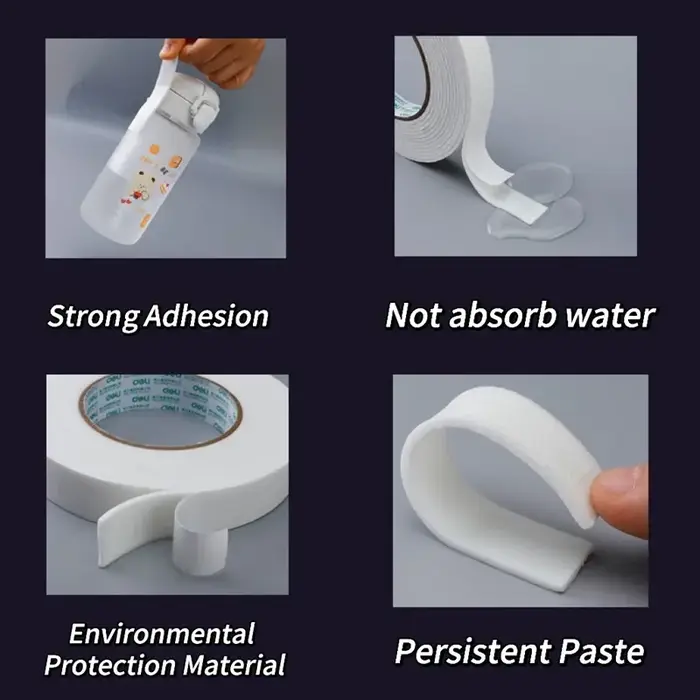 Rubans adhésifs en mousse Double face en éponge blanche, pour montage du tampon de fixation, collant de 10mm à 30mm de largeur, ruban adhésif Super résistant à deux côtés