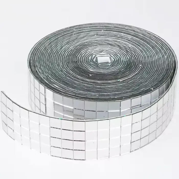 Rouleau d'autocollants de carreaux de mosaïque miroir en verre véritable