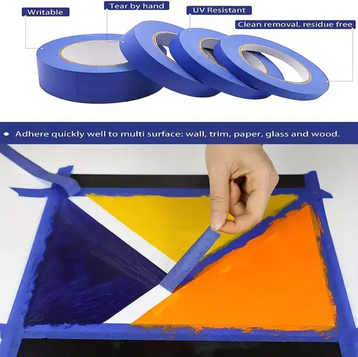 Ruban de masquage bleu 20m, ruban auto-adhésif de scellage inscriptible pour peinture artistique, croquis de voiture, rubans en papier pour bricolage, ruban de masquage bleu