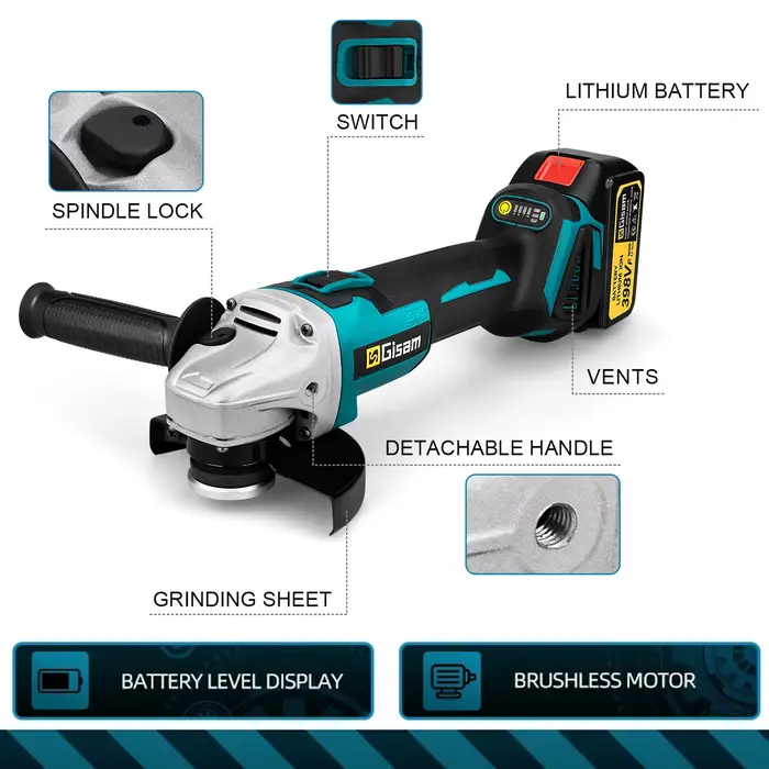 Gami 125MM meuleuse d'angle électrique sans brosse vitesse Variable M14 Machine de découpe outil de
