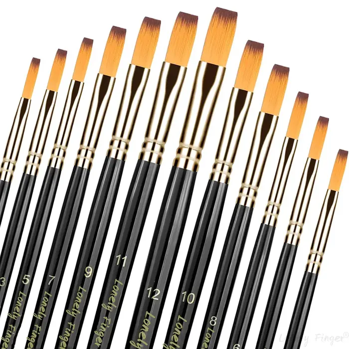 12 pièces pinceaux pour peinture acrylique, pinceaux pour artistes aquarelle en Nylon, ensembles de 