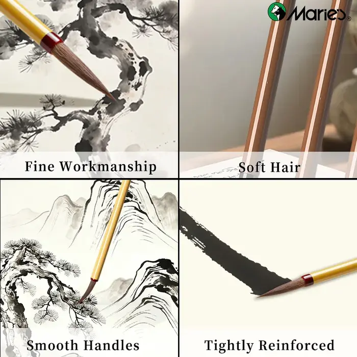Ensemble de pinceaux Marie's Line, 3 packs de pinceaux miniatures pour la peinture chinoise, l'acrylique, l'aquarelle, l'artisanat, les modèles, les pierres