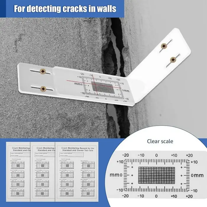 Jauge de déformation de mur en acrylique en forme de L pour la surveillance précise des fissures d'angle