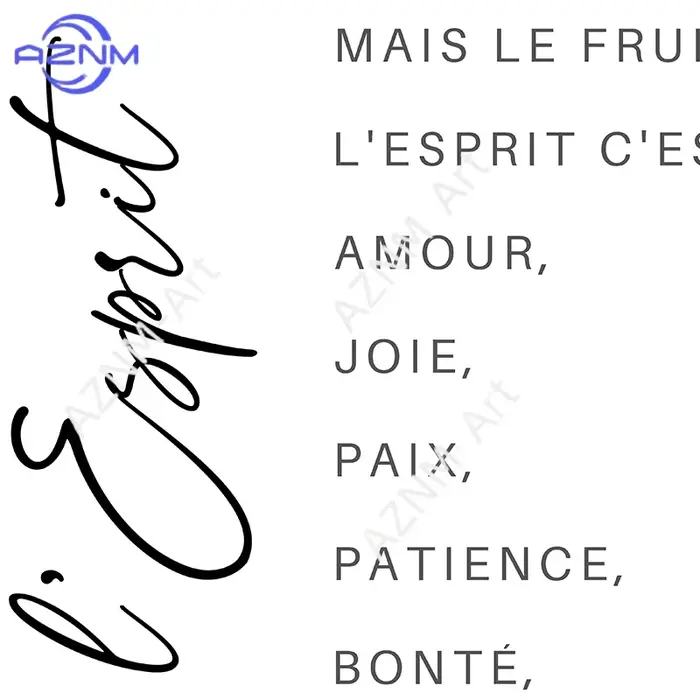 1 pièce, toile d'art murale avec impression de versets bibliques français