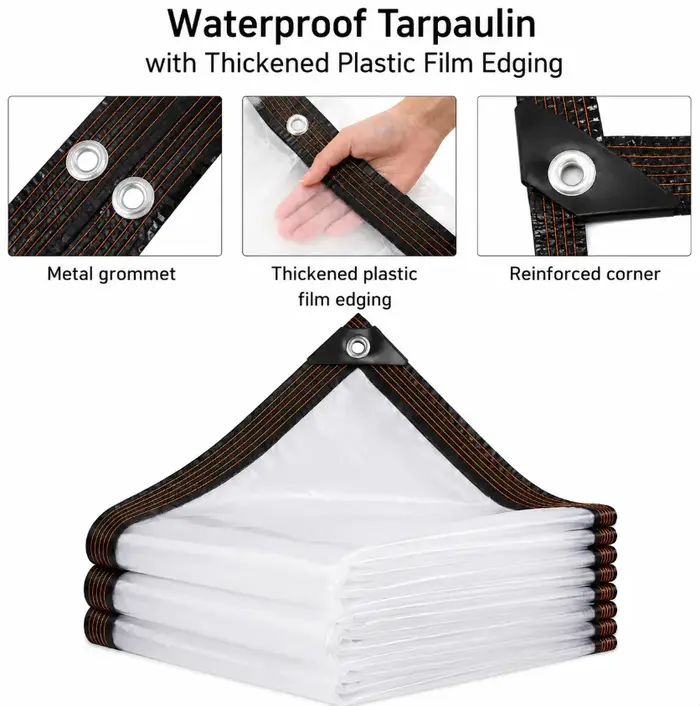 Bâche imperméable avec film plastique épaissi et bordure renforcée
