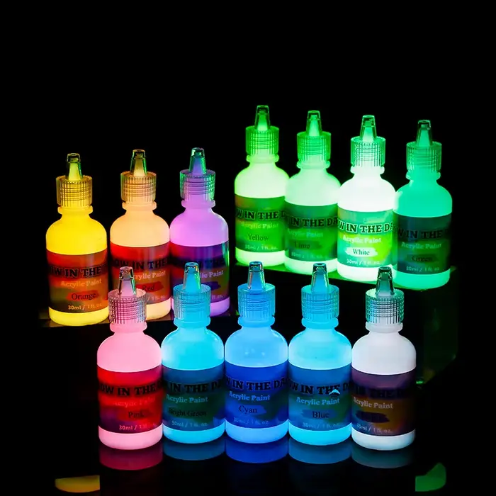 30ml 12/18 couleur ensemble de peinture lumineuse bricolage peinture murale papier verre tissu peint