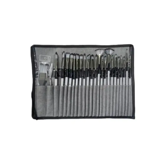 Ensemble de 24 pinceaux avec couteau à palette