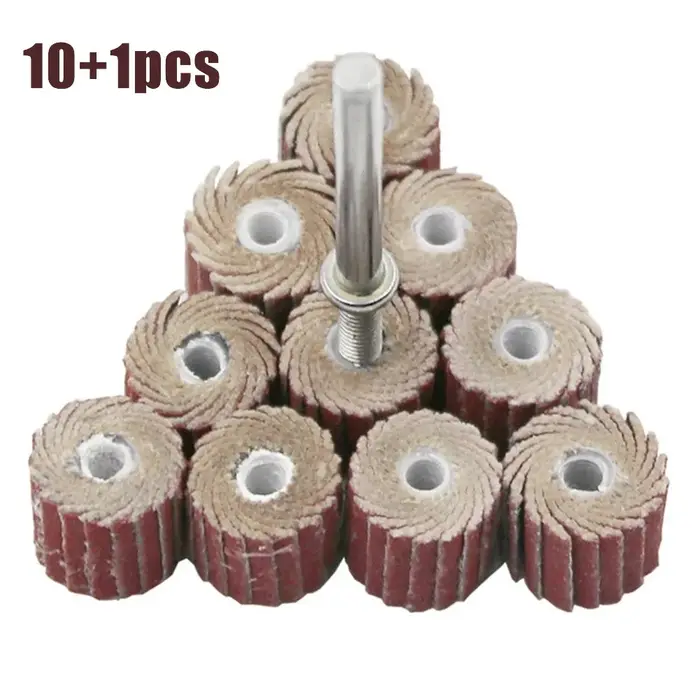 10 pièces disque de roue à lamelles ponçage perceuse papier de verre abrasif 80-600 grain meuleuse de polissage pour outils rotatifs avec 1 mandrin
