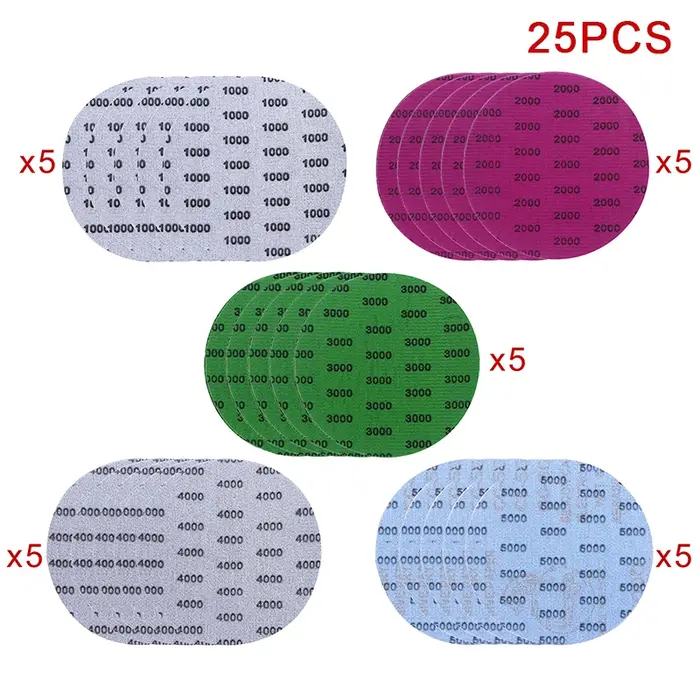 Pack de 15/25 disques de papier de verre de 5 pouces avec grains 1000 à 5000 pour le ponçage humide ou sec