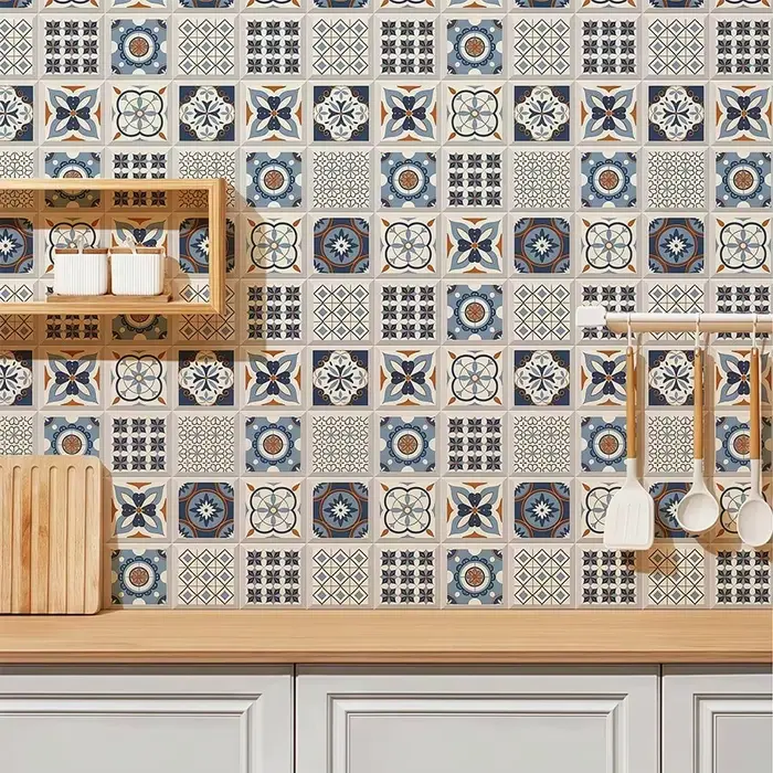 Papier peint auto-adhésif imperméable à l'huile pour carrelage de cuisine
